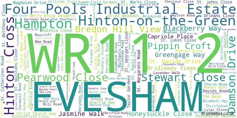 A word cloud for the WR11 2 postcode